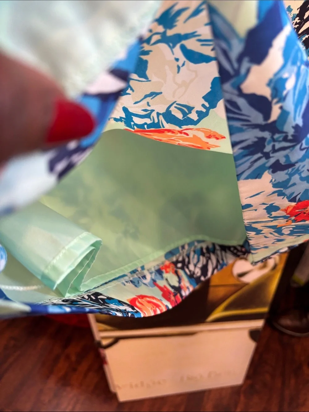 J. Crew Mint Mini Dress with Bold Blue Floral Print